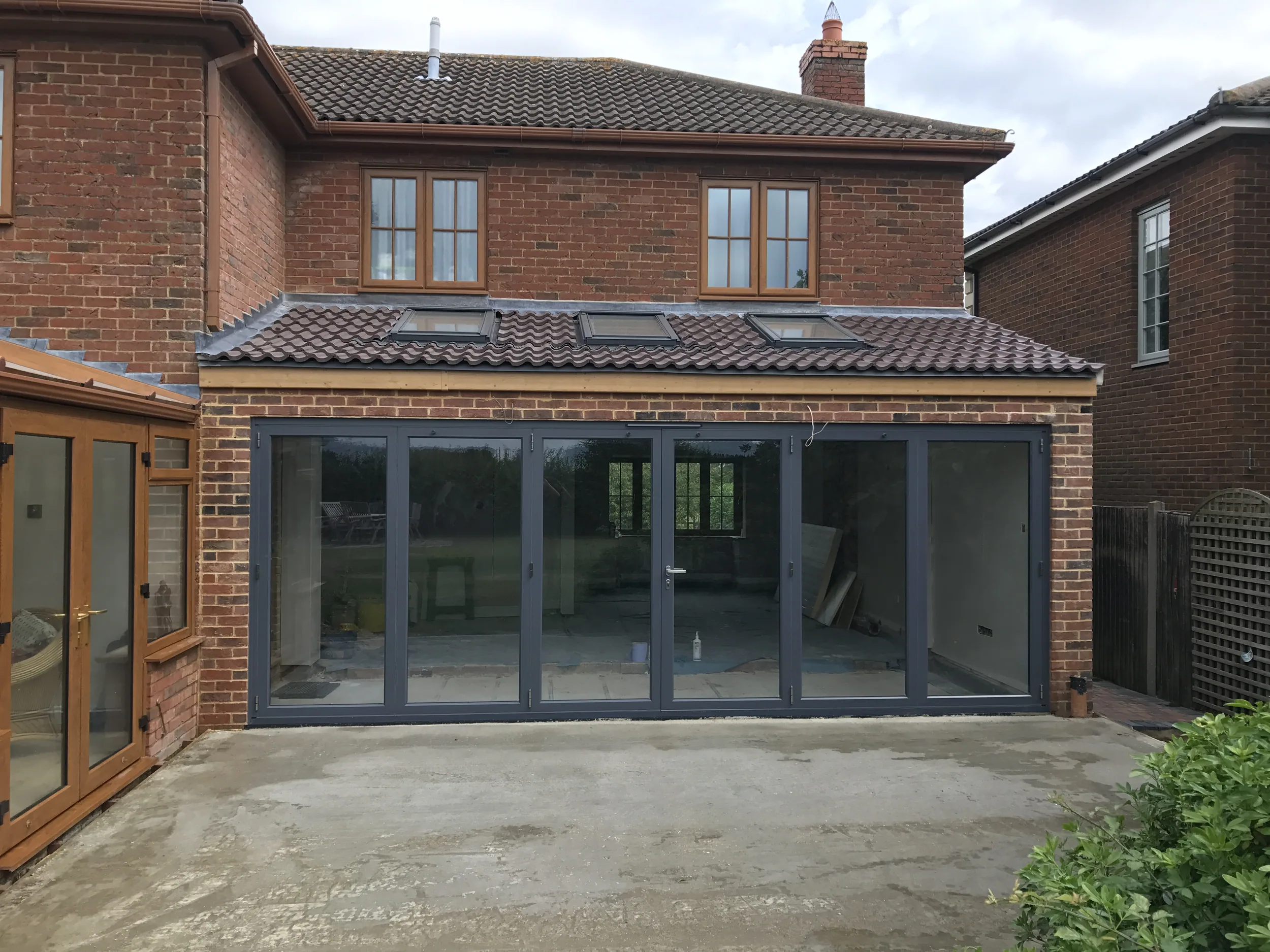 Completed rear extension with bi-fold doors